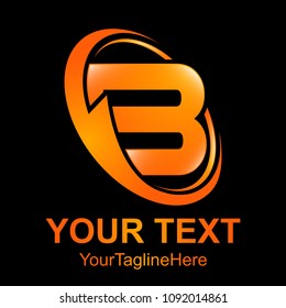 Initial letter B logo design template element colored orange shiny circle swoosh for business and company identity