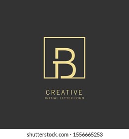 Initial letter b logo design vector dark concept with square element