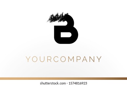 Initial Letter B Logo Design Template Element. With Brush Paint Stroke