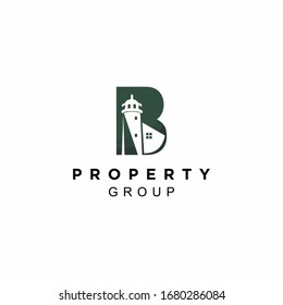 initial letter B logo design. property company logo template. lighthouse logo design