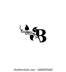 Initial Letter B Logo design with Monogram Flourishes ornament vector template black white color