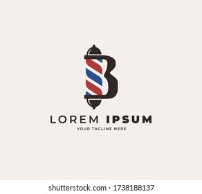 diseño inicial del logotipo de la letra B con inspiración del logotipo de la peluquería de la barra de tubo