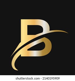 Initial Letter B Logo Design Swoosh Stock Vector (Royalty Free ...