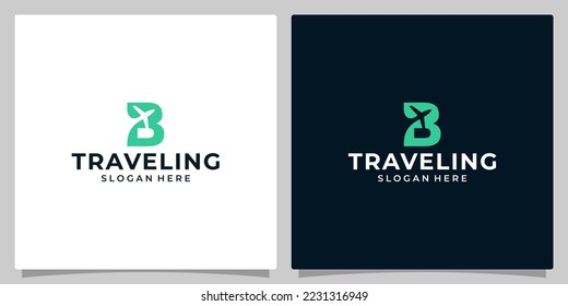 Initial letter B logo design template with Air travel graphic design.  Travel vector illustration. Plane icon, symbol, creative.