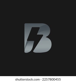  Initial letter B logo design Template. Letter B Lightning logo icon design elements. Electric power sign.