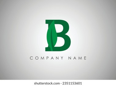 Initial letter B logo design With Green Leaf, Vector illustration
