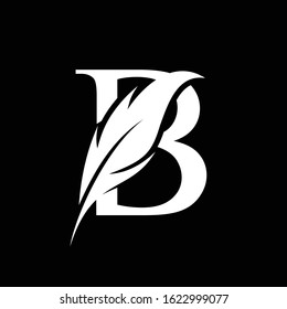 Initial Letter B Logo with feather. Trendy Design concept luxury feather element and Letter B for corporate