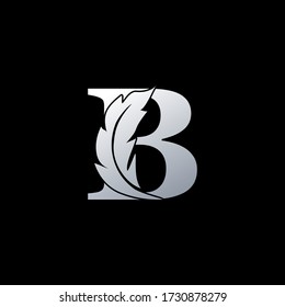 Initial Letter B  Logo with feather. Trendy Design concept  luxury feather element and Letter B for corperate, lawyer, notary, firm and more brand identity.