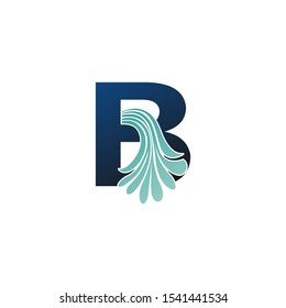 Initial Letter B logo icon abstract nature vector design concept  water wave drop with blue color with letter B for business or brand identity.