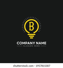 Initial Letter B Logo And Light Bulb Bright Logo In Yellow Colors With Editable Vector File