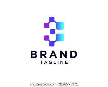 Initial Letter B Logo Line. Flat Vector Logo Design Template Element.
