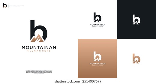 Initial letter B logo and mountain symbol logo design template