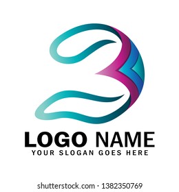 Initial letter B logo, number three symbol logo, comet ball logo