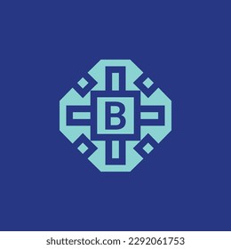 Initial letter B logo ornamental modern frame emblem