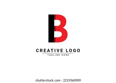 Initial Letter B Logo. Red and black  shape B Letter logo with shadow usable for Business and Branding Logos. Flat Vector Logo Design Template Element.