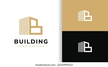 LETRA INICIAL B LOGOTIPO CON FORMA DE EDIFICIO PARA LA EMPRESA DE CONSTRUCCIÓN