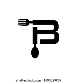 letra inicial b cucharilla del logotipo y horquilla