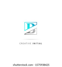 initial letter b logo with square element, design vector gradation color template