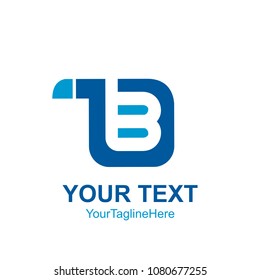 Initial letter B logo template colored blue curved square design for business and company identity