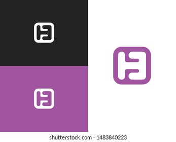 Initial letter B logo template design in square rounded shape. Icon design template elements. Monogram. Linear logo. Simple vector sign illustration.