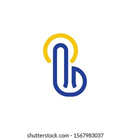 Initial letter b logo template with finger is touching button illustration in flat design pictogram symbol