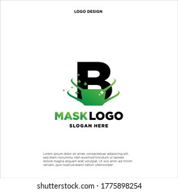 Initial letter B logo template with mask or shield illustration in flat design monogram symbol