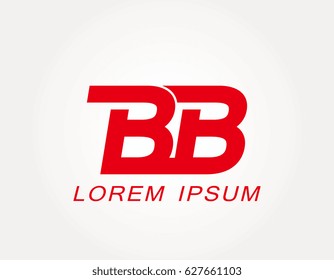 initial letter b and b logo vector. bb red design