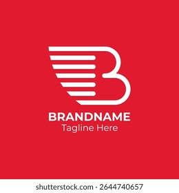 Initial letter B logo and wings symbol. Monogram B with wings logo design inspiration.