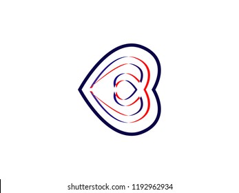 Initial Letter B for Love Design Logo Vector Graphic Branding Letter Element.