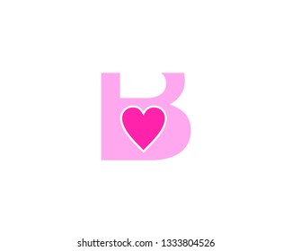 Initial Letter B Love Design Logo Vector Graphic Branding Letter Element