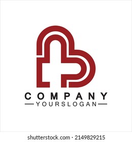 Initial letter B love heart logo design