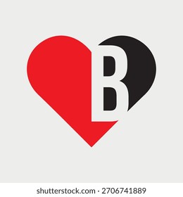 Initial Letter B Love logo design. Heart design concept alphabet font. Vector Illustration.