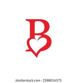 initial letter b with love valentine day