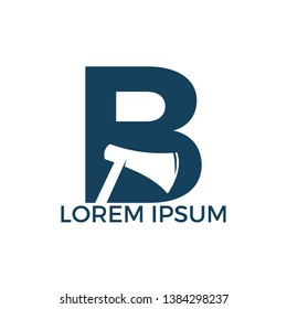 Initial letter B and Lumberjack axe logo design. Woodworking or carpentry logo design concept.	
