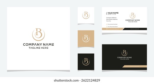 initial letter B luxury logo design, typography text serif icon template business card