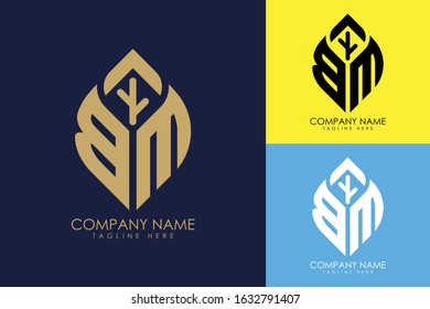 Initial letter B M with abstract leaf logo sign symbol