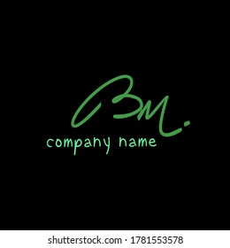 Initial Letter B M / M B Handwriting and Signature Logo