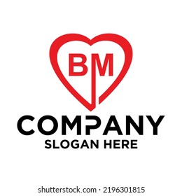 Plantilla de diseño del vector del logotipo B M de la letra inicial