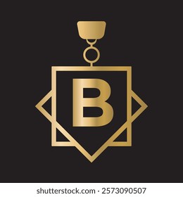 Initial Letter B Medal Logo Symbol Vector Template