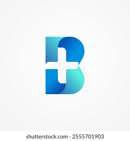 initial Letter B Medical Cross Logo, letter B with medical cross combination, vector illustration