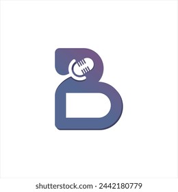 initial letter B with microphone podcast logo design template vector