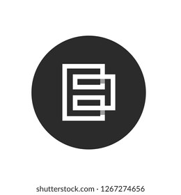 Initial Letter B, Minimalist Monogram Thin Line Logo, White Color on Black Circle Background - Vector