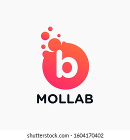 initial Letter B with molecule element. Lab, liquid, atom Design concept. Design Vector with Dots and Bubbles. perfect for technology, digital, software, network and science brand. - vector