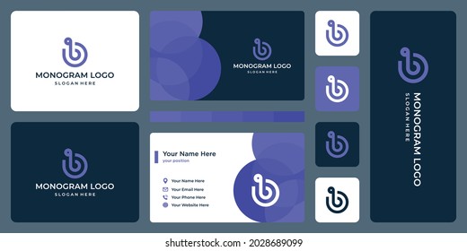 monograma de letra inicial B y diseño de tarjeta de visita.