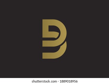 Initial Letter B Monogram Line Art Gold Logo, Initial Letter Logo For Your Company Name, Alphabet Logo Template Ready For Use, Modern Initial Logo
