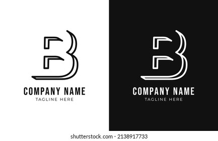Initial letter b monogram logo design template. Creative outline b typography and black colors.