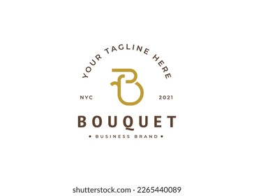 Initial letter B monogram luxury logo design concept. Initial symbol for bouquet, beauty business identity. Alphabet vector element