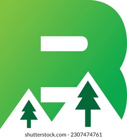 Initial Letter B Mountain Logo. Mountain and tree pattern logo template elements.