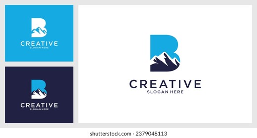 Initial letter B with mountain vector logo design template