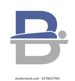 Initial Letter B MRI Symbol Of Medical MRI Procedure Vector Template. Tomography Sign